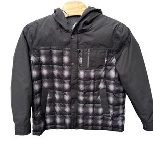 Pendleton Hooded Down Winter Coat Jacket Black Plaid Men's Size XXL